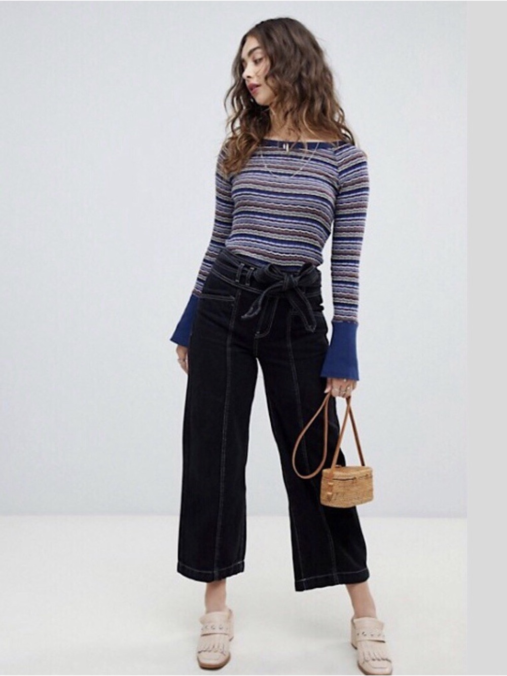 Free People Donna Tee Button Cuff Retro Top